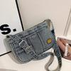 New Lazy Vintage Denim Crossbody Bag with Large Capacity Shoulder Bags High Quality Versatile Student Commuting Bag