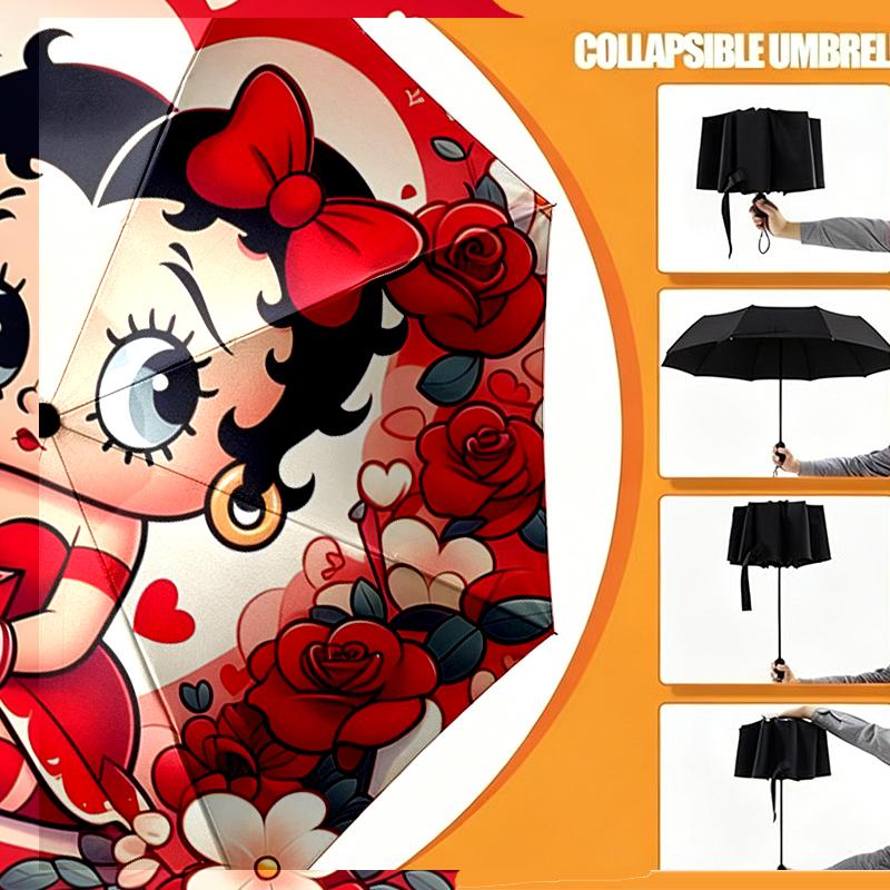 Betty Boop Print Umbrella Automatic Opening/ Closing - Portable Foldable Design - Daily use for Travel/Outdoor - Gift for Birthday
