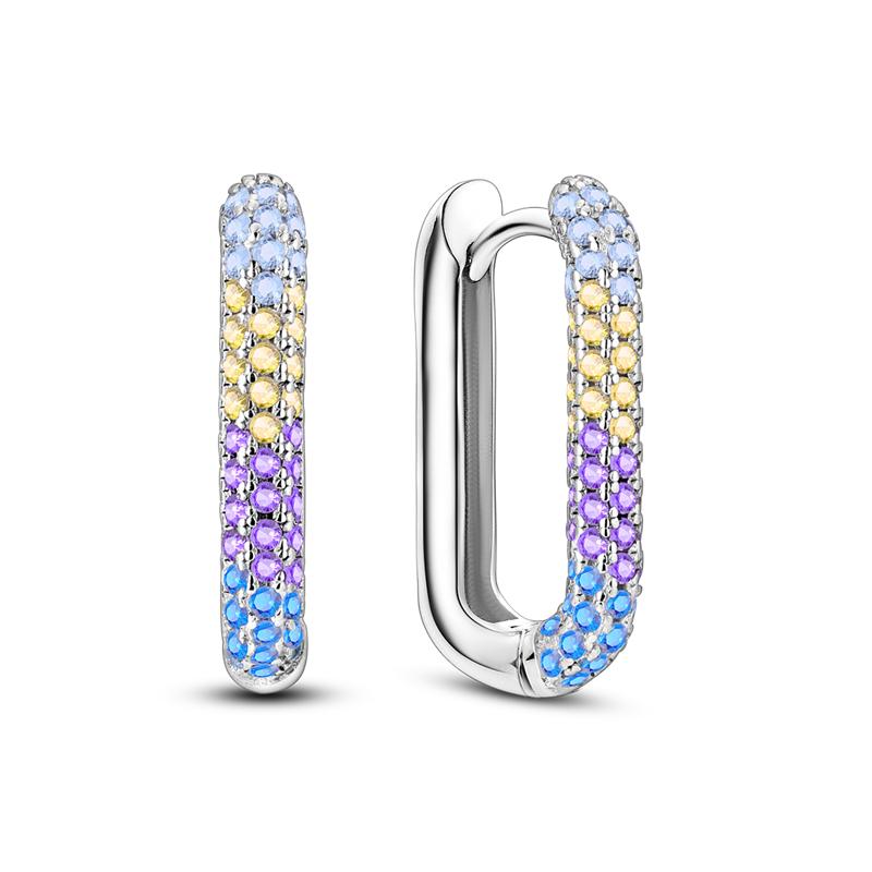 MULA Двойные серьги-кольца из стерлингового серебра 925 пробы с цирконием, цветком, звездой, U-образной формой, квадратным сердцем, паве, серьги-гвоздики в подарок для женщин, ювелирные изделия