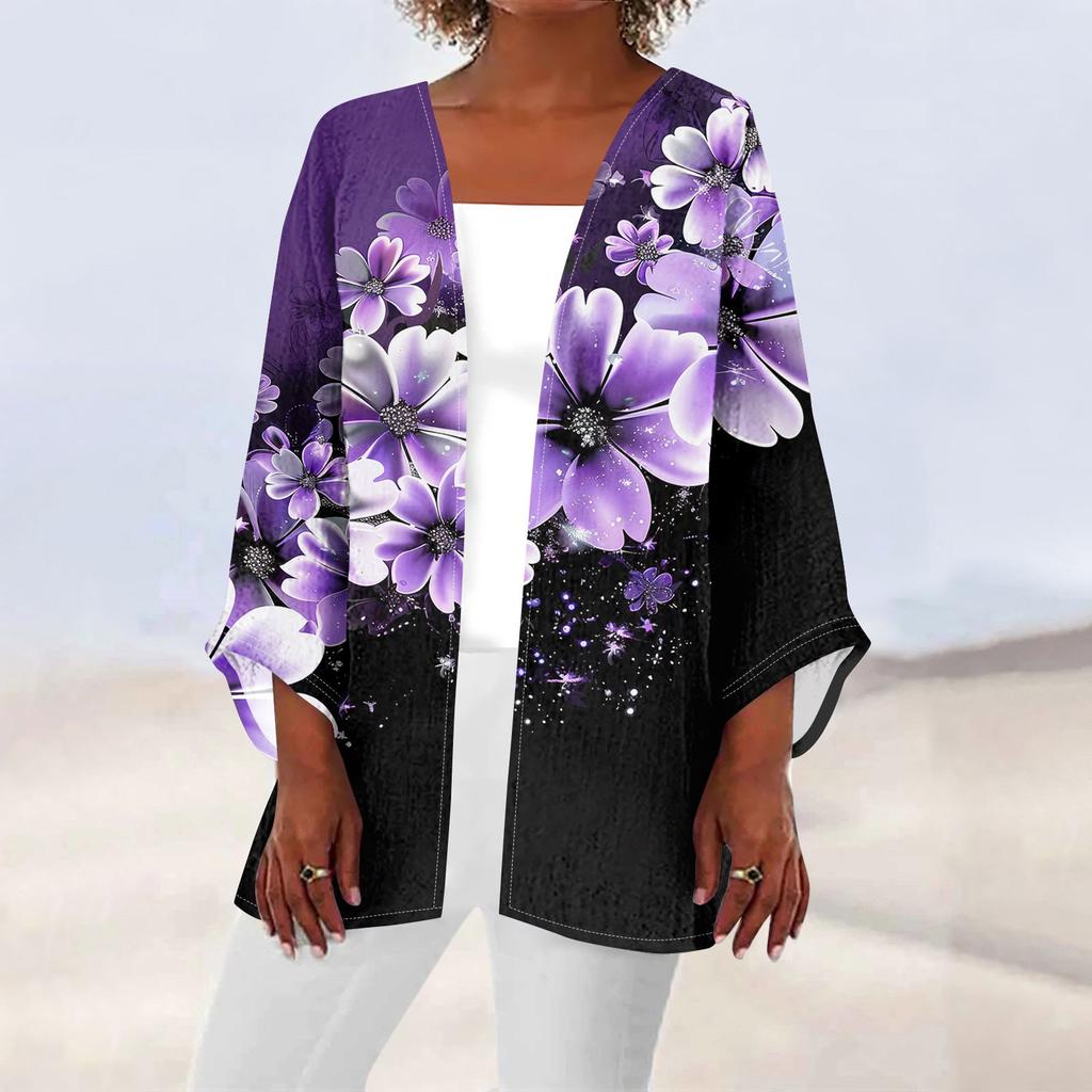 Женская повседневная модная легкая куртка средней длины с принтом Caot в стиле ретро, ​​кардиган