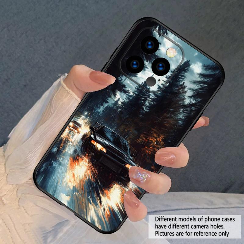 Машина в дождь Для iPhone 16 E 15 P ro 14 13 Plus 12 mini 11 Pro Max XR Xs M ax X 7 8 6 6S 2022 16E силиконовый мягкий чехол для телефона