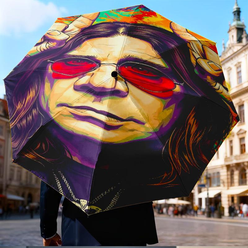 Ozzy Memorial Mini Umbrella, 5-Fold, Lightweight, Retractable Umbrella Features 8 Ribs, Ideal for Outdoor Use Birthday Gifts