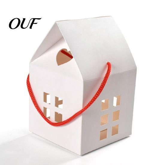 Event Table Centerpiece Decor 10PCS House Shape Cardboard Candy Boxes, Hollow Window Design Containers Decorative Gift Boxes for Weddings with