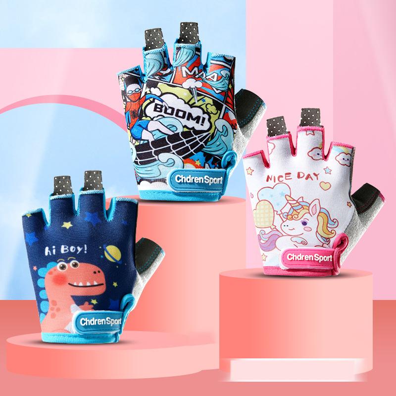 Детские спортивные перчатки без пальцев для мальчиков и девочек, для езды на велосипеде, износостойкие, для детей, для катания на роликах, тренировок, упражнений, защитные перчатки