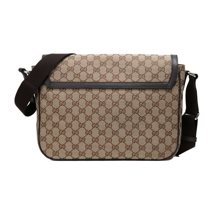 Gucci Large Capacity Logo Canvas And Leather Messenger Bag Unisex bags Ebony Dark-Brown 449171-KY9KN-9886