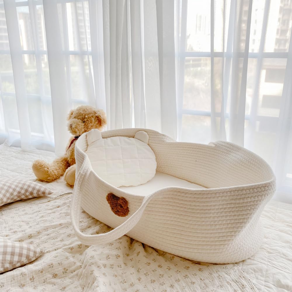 Детская корзина для рук для смены подгузников, подарочная корзина для медведя на празднование рождения ребенка, 100% хлопок, люлька, кроватка, для новорожденных, коврик, ветрозащитный, прочный, (Коричневая Голова)