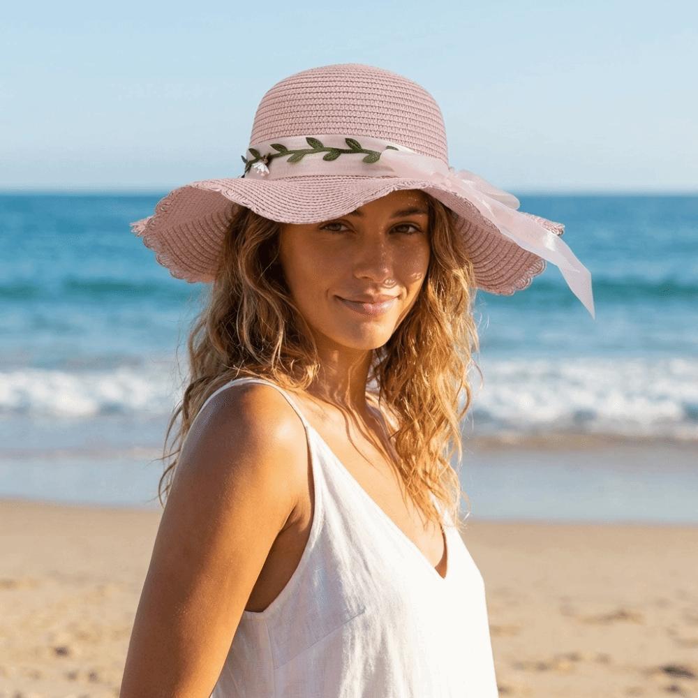 Colorful Weave Hat Wide Brim Women's Sun Hat Fashion Bow Straw Hat Travel