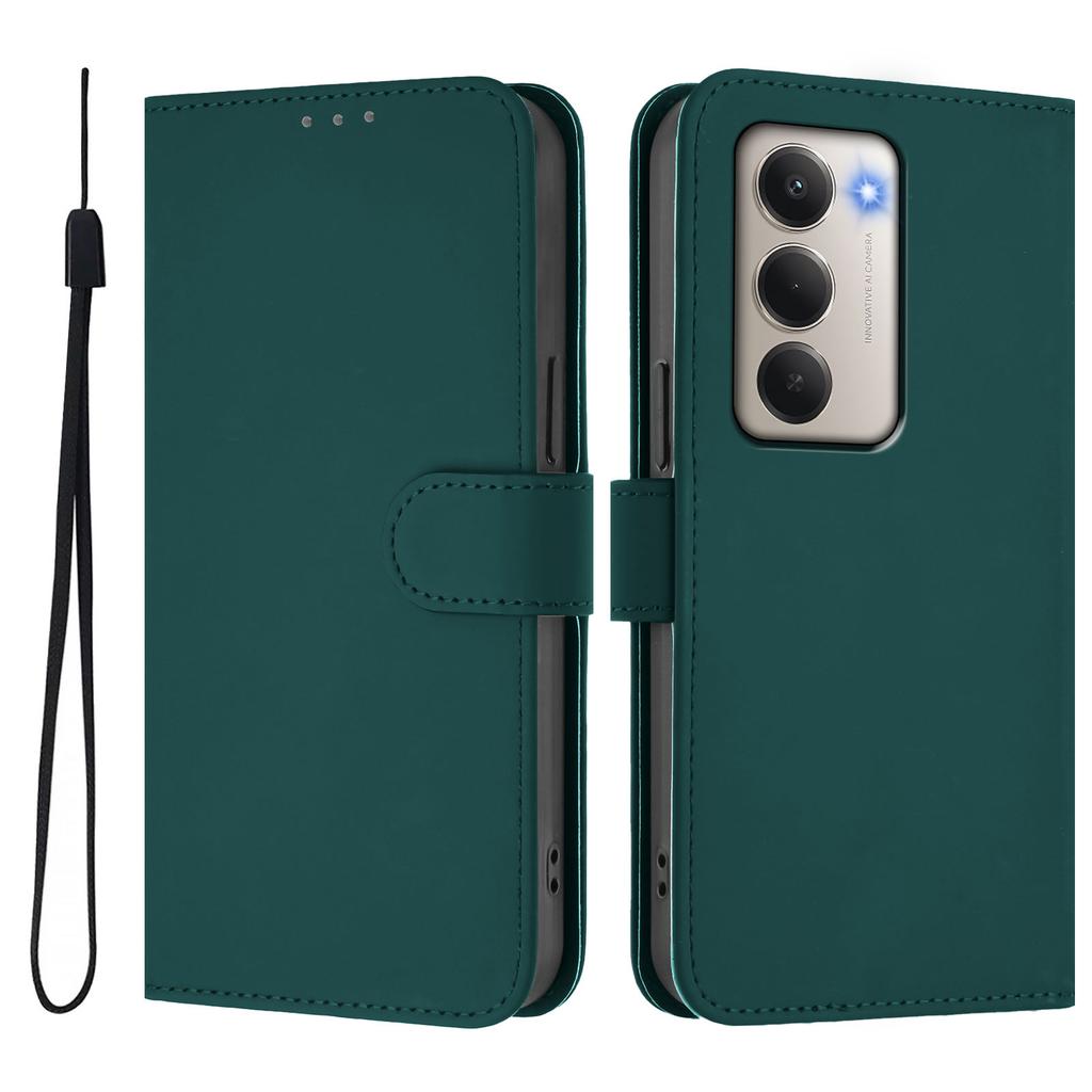 Для Xiaomi Redmi 15 5G Чехол Однотонный Кошелек Кожаный Чехол для Телефона с Ремешком