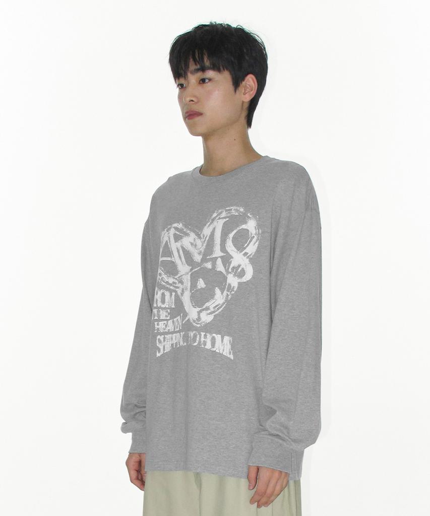 AMES-WORLDWIDE Ames Heart Graphic Ls Tee Gray