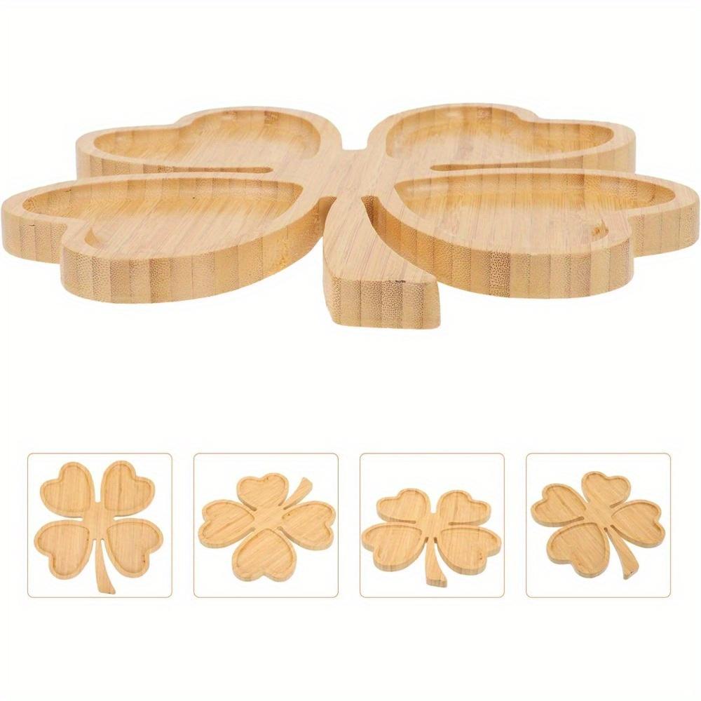 Wooden Plate - Clover Shaped Serving Plate - Clover Split Dinner Decorative Plate St. Patrick's Party