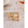 Yhpup Waterproof Cubic Zirconia Flower Drop Hoop Earrings Prevent Allergy Stainless Steel Gold Color Daily Wear Fashion Jewelry