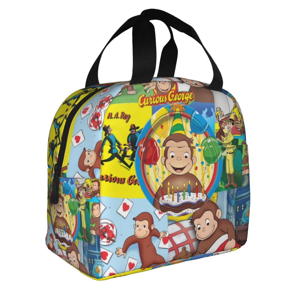 Cartoon Curious George Funny TV Monkey Anime Insulated Lunch Bags for Women Resuable Thermal Cooler Bento Box School
