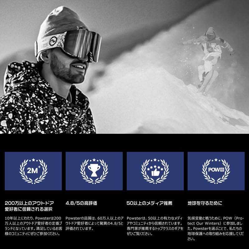 Очки Powster и Skate с технологией SPXTRA UV Подходят поверх сменных линз Магнитные для лыж, сноуборда, [Высокоточные линзы, Защита,