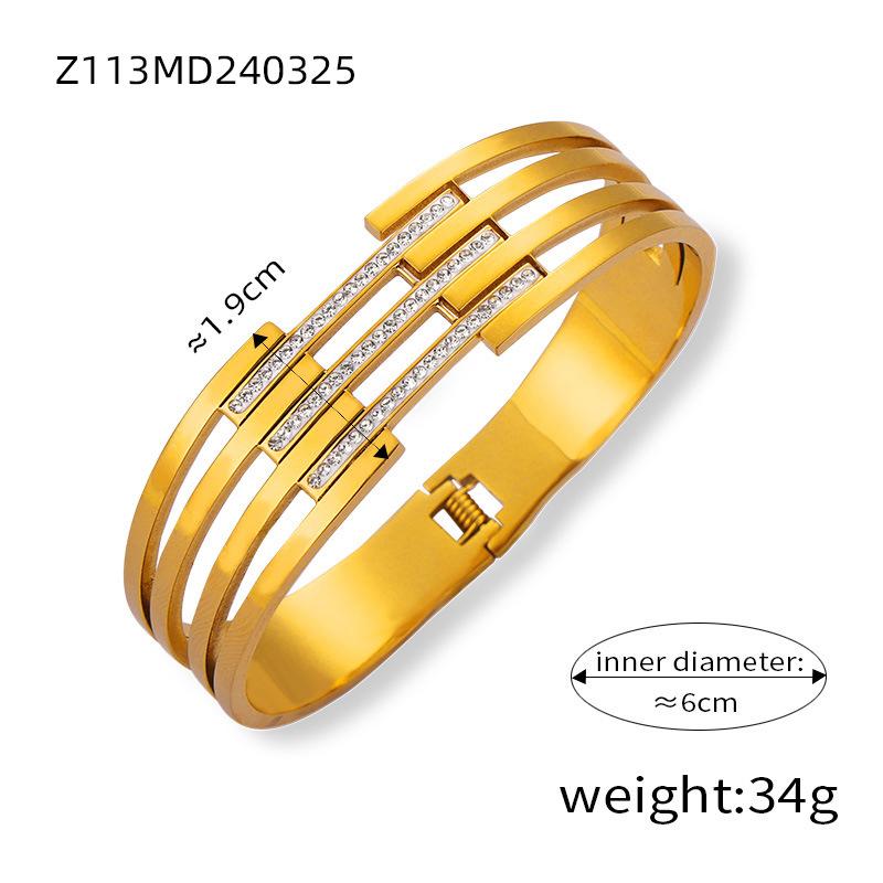 Designer Luxury Geometric Waterproof Pvd 18K Gold Plated Titanium Fashion Jewelry Bracelets Bangles Stainless Steel for Women