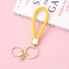 1PC Keyring Accessories Wrist Strap Gold Braided Key Holder Leather Keychain Woven Wristlet