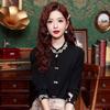 Ni 1770 Women's Chinese Style Embroidered Stand Collar Long-Sleeve Shirt, 2025 Design