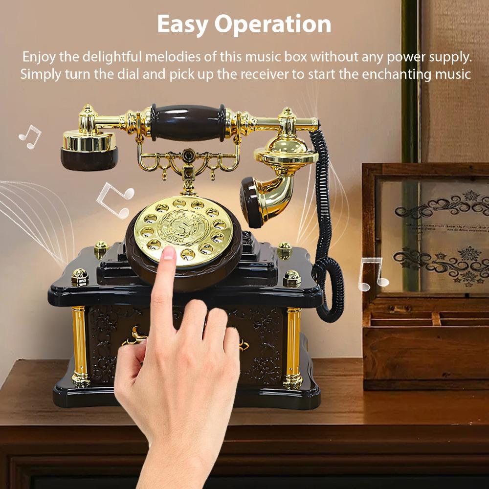ABS Telephone Music Box Old Fashioned Style Retro Telephone Decor Home Decoration
