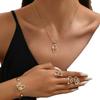 Light Luxury Simple Delicate Gold Diamond Heart Necklace Earrings Bracelet Ring Set
