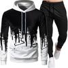 Men's Hoodie and Sweatpants Sportswear New Speckle Hooded Pullover Men's Winter Casual Sportswear