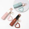 1pc Lipstick Bags Portable Keychain Solid Wallet Mini With Mirror Leather Protective Cover