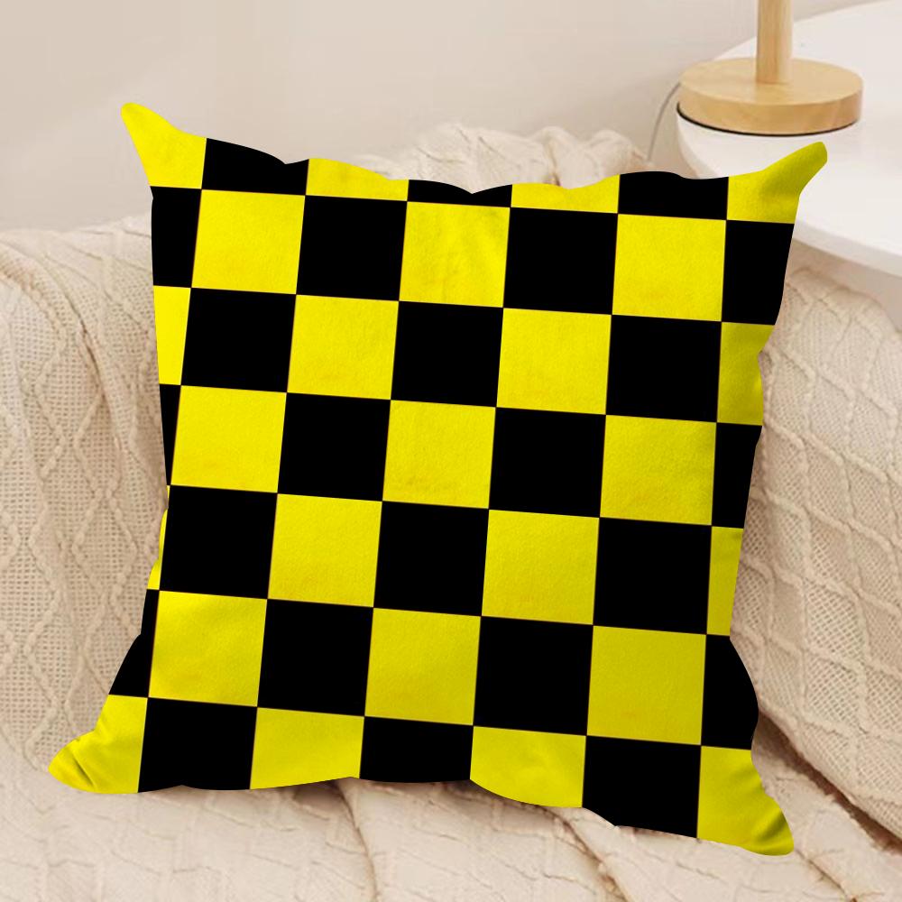 Checkered Square Cushion Cover Soft Plush Fabric DoubleSided Printed Cushion Covers for All Seasons Modern HomeDecor Gift