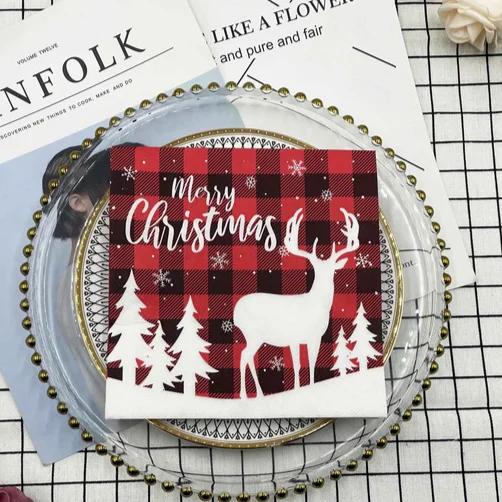 20pcs/Pac 33*33cm 2-Ply Disposable Party Napkin Christmas Pattern