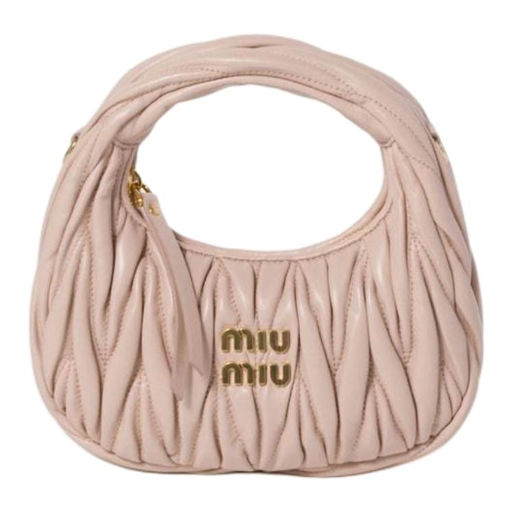 MIU MIU Wander Soft Sheep Leather Hobo Bag, Shoulder Bag, Crossbody Bag, Handbag Mini Women's Light Pink 5BP078_N88_F0236_V_OOO