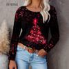 Блестящий узор рождественской елки женские 3D футболки с длинным рукавом и принтом пятиконечной звезды уличная хип-хоп LadY Festival футболка 6XL