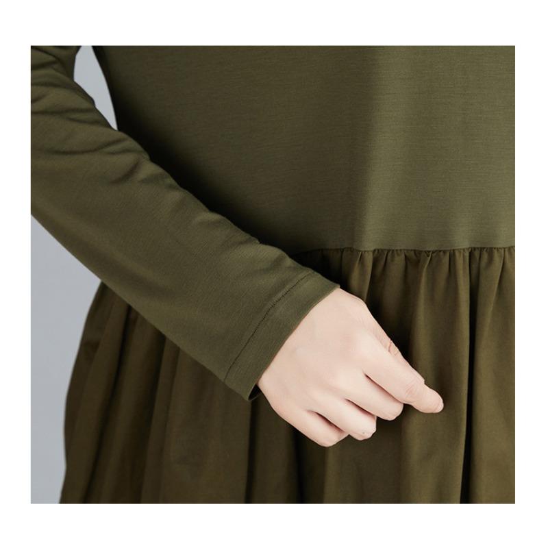 DIMANAF 2025 Весеннее Полосатое Платье Женское Повседневное Винтажное Длинное Платье Свободный Принт Макси Базовое Зеленое Черное Платье