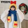 Women's Winter Hat Female Warm Plush Versatile Hat Scarf Gloves Three Piece Set Girl's Lovely Princess Hat