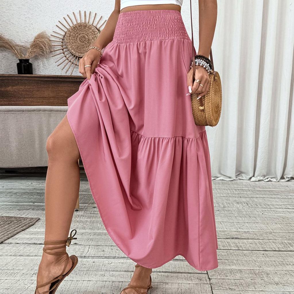 Женская модная плиссированная юбка с цветочным принтом и эластичным поясом, свободная юбка-трапеция с карманом