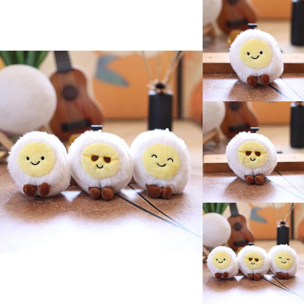 Water Boiled Egg Plushie Soft Keyring Toy With Smiling Face For Gift And Decoration