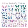 12/1 листов водонепроницаемые и съемные градиентные блестящие татуировки бабочки для лица руки тела