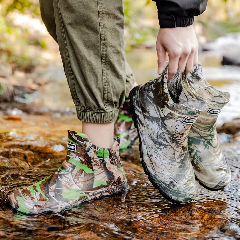 Casual Versatile Wear-resistant Camouflage Rain Boots Men's Rain Shoes Waterproof Short Rubber Shoes Non-slip Labor Water Boots