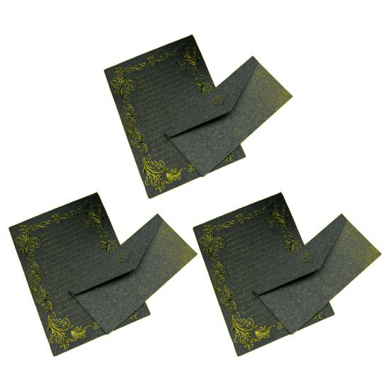 3Pcs Kraft Paper Envelopes with Clear Stripe Line Smooth Reliable Writing Vintage Style Invitations Elegant Wedding Stationery Set