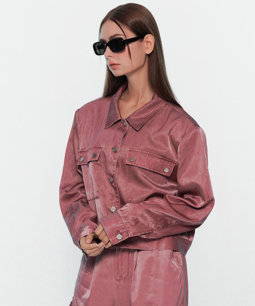 UUM Gloss Bio Crop Jacket Pink