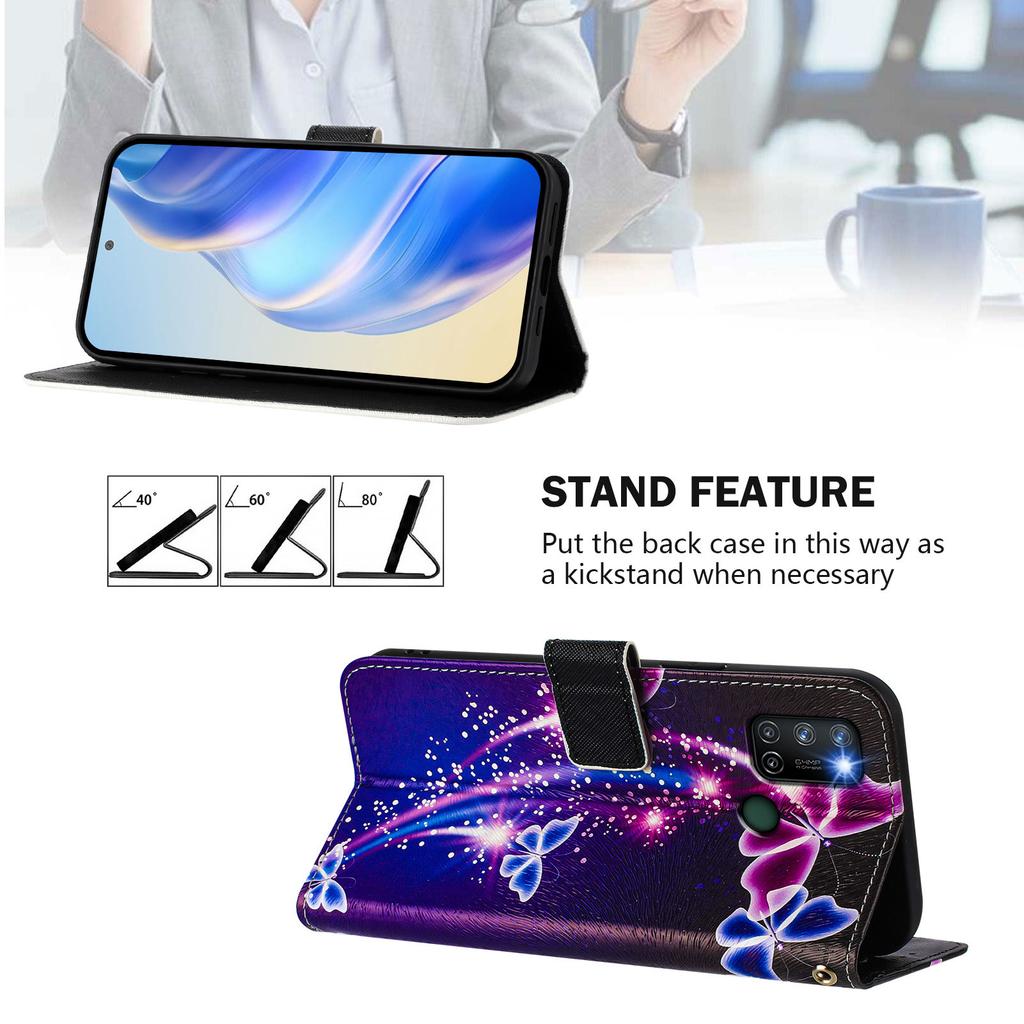 Роскошный кожаный чехол-книжка с рисунком фейерверков и бабочек для Oppo A72/A52/A92 4G,A36 4G,Reno 8/9,Realme 8/9/10/11/12...