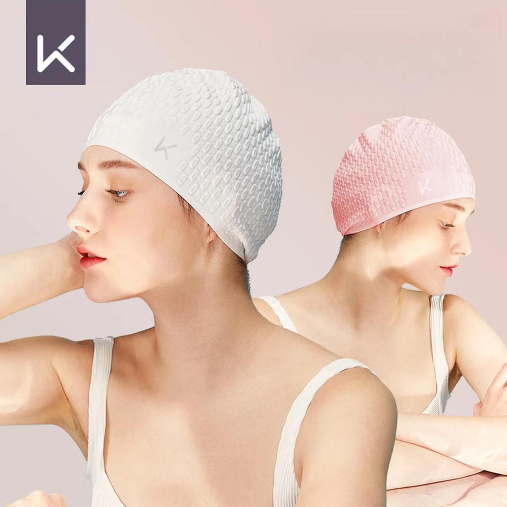Keep Silicone Swimming Cap, Large Size, Waterproof, Long Hair Specific, Ear Protection, Pink