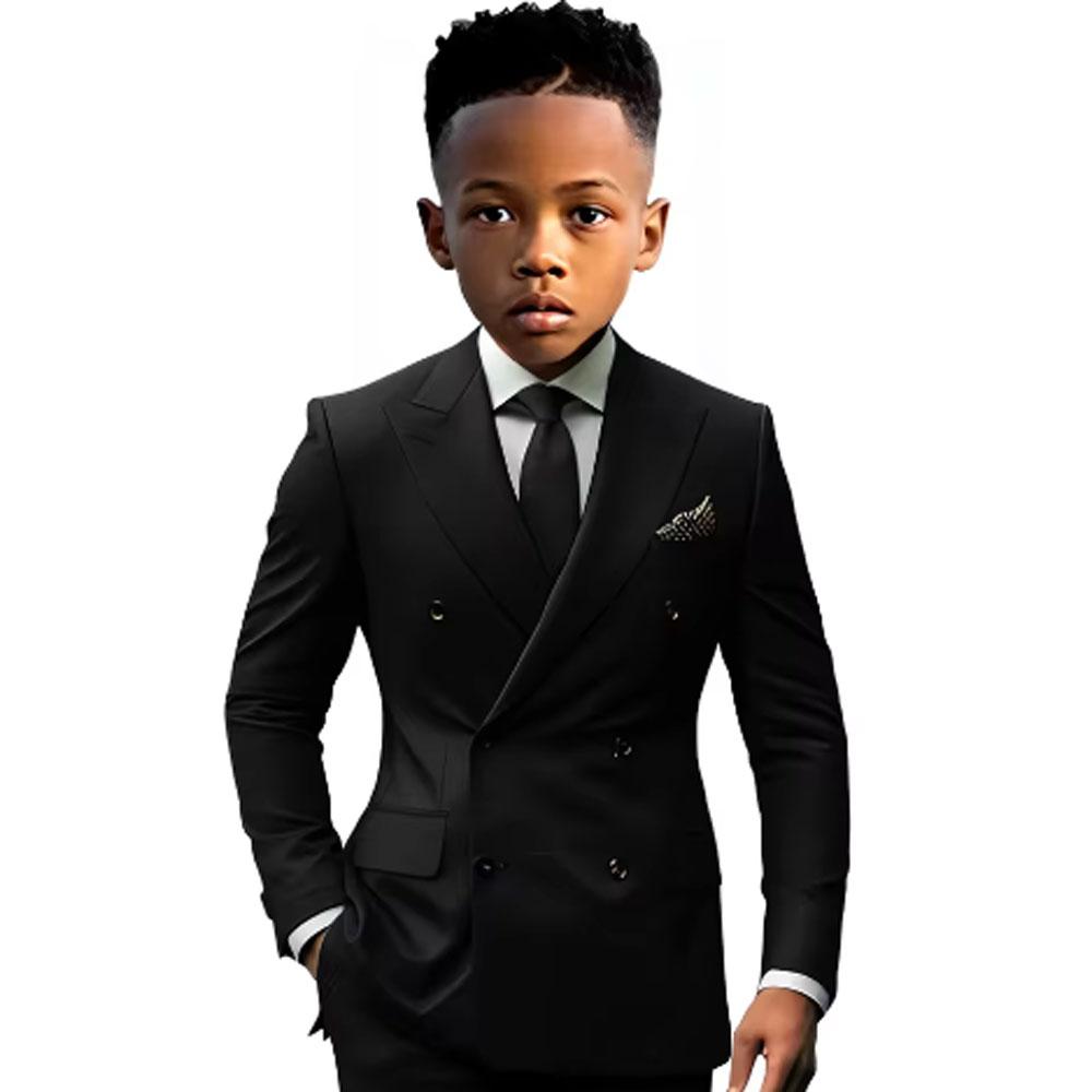 Boys Suit 2 Pieces Blazer Pants Double-Breasted Notch Lapel Jacket Slim Fit Casual Tuxedos For Wedding