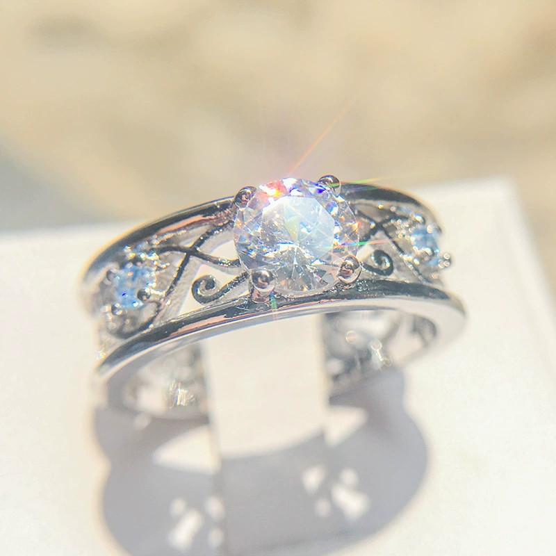 Винтажное кольцо из латуни и стали с синим сапфиром и кубическим цирконием для любителей моды