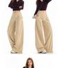 2025 Women's Autumn Khaki Wide-Leg Casual Drapey Floor-Length Pants