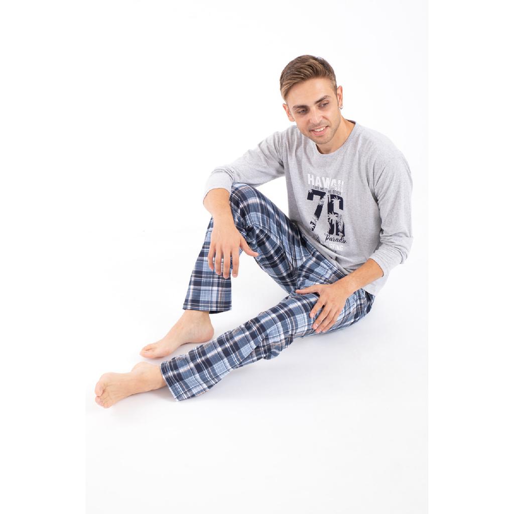 Мужской пижамный комплект с принтом и длинными рукавами 2170