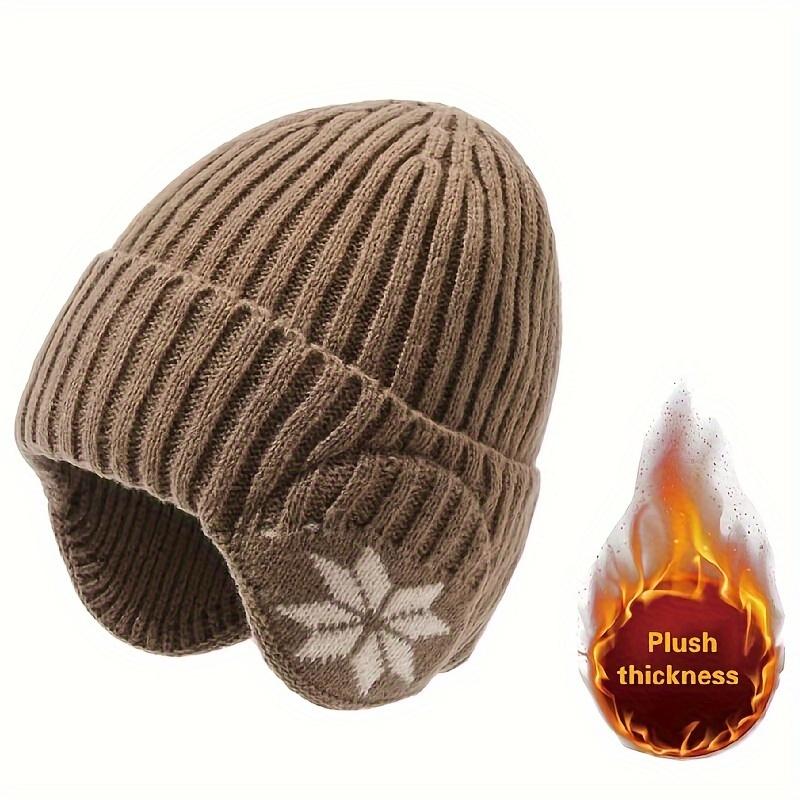 Мужская и женская толстая флисовая вязаная зимняя шапка - дизайн со снежинками, версия смешанных цветов, теплая защита ушей