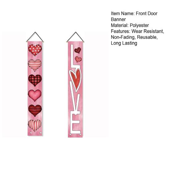 1 пара дверных подвесных украшений на День святого Валентина, вечерние баннеры с ремешком, изысканный узор, легко повесить куплет, дверные занавески, таблички