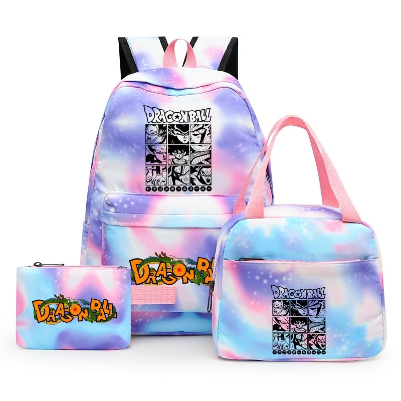 3Pcs/set Anime Dragon Ball Backpack for Girls Boys Back To Schoolbag with Lunch Bag Student Bookbag Men Women Travel Bag Mochila
