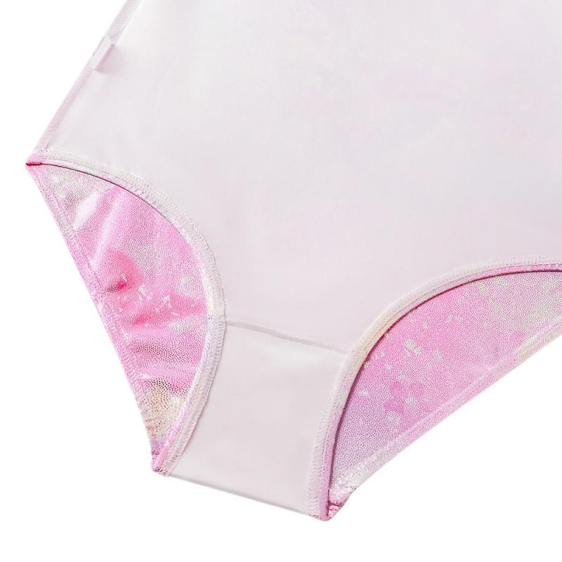 Детская танцевальная одежда, балетный костюм с принтом рыбьей чешуи, цельный купальник с длинными рукавами