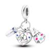Стерлингового Серебра 925 пробы, розовая серия, цветные подвески, бусины с огранкой для девочек, кулон с цветком, подходит для браслета, ожерелья, ювелирные изделия для женщин 