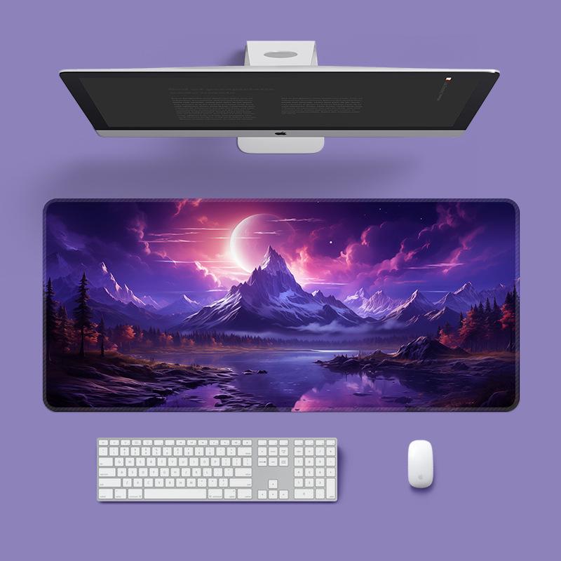 Extra Large Washable Mouse Pad - Aurora Landscape & Sunset Clouds Design, Thickened for Office and Gaming Desks