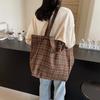 Осенне-зимняя ретро повседневная клетчатая холщовая сумка модная и простая женская сумка через плечо повседневная портативная сумка-тоут большой вместимости для поездок на работу