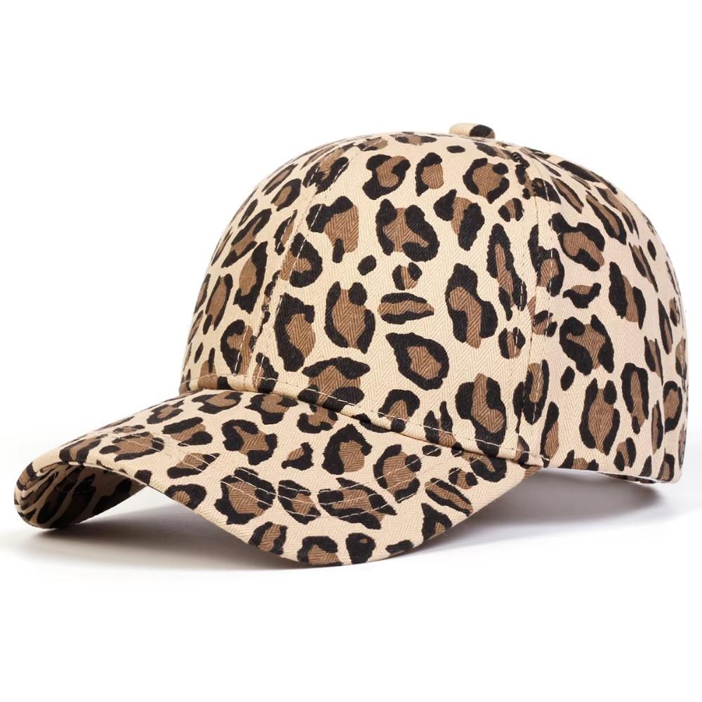 Leopard Print Baseball Cap Adjustable Sun Bonnet Casual Long Brim Visors Travel